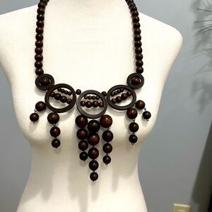 Necklace statement fashion piece vintage wood .From Africa.